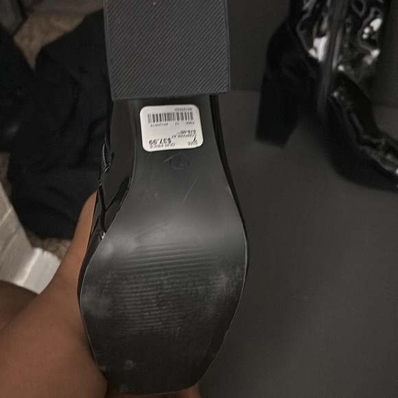 Black leather block heels - Picture 2 of 5